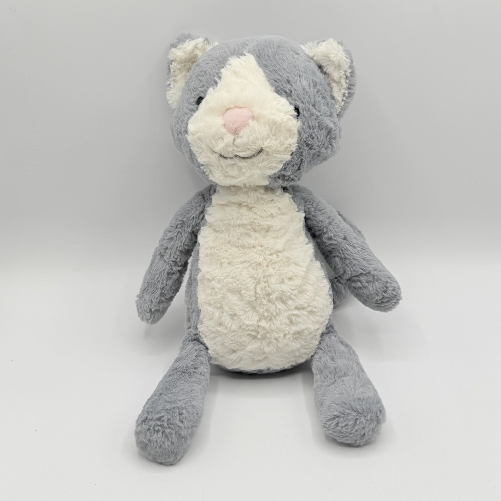 Jellycat Tuffet Cat Plush Grey Cream Kitty TUF3CAT 12" Retired No Tags